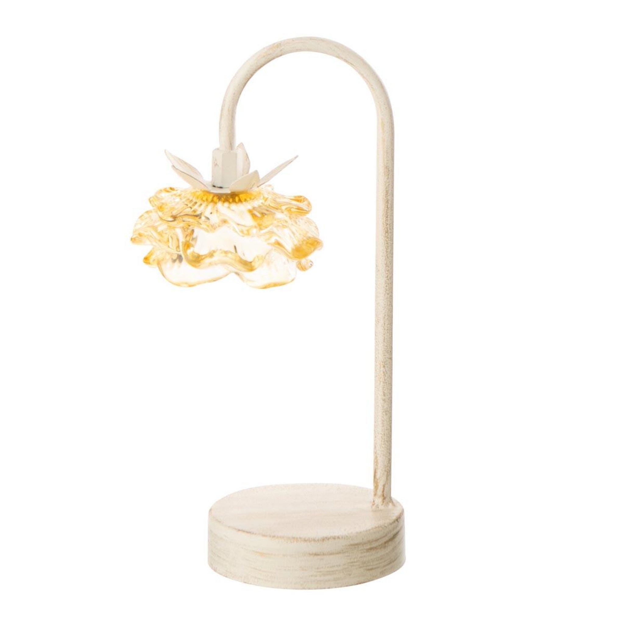 J-LINE Lampe à poser led fleur  fiore  36cm jaune
