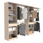 Voir la diapositive 6 : EKIPA EKIPA Dressing extensible - 2 colonnes avec 2 tiroirs et 10 étageres + 4 penderies - Décor chene - L 320 x P 40 x H 200 cm - D