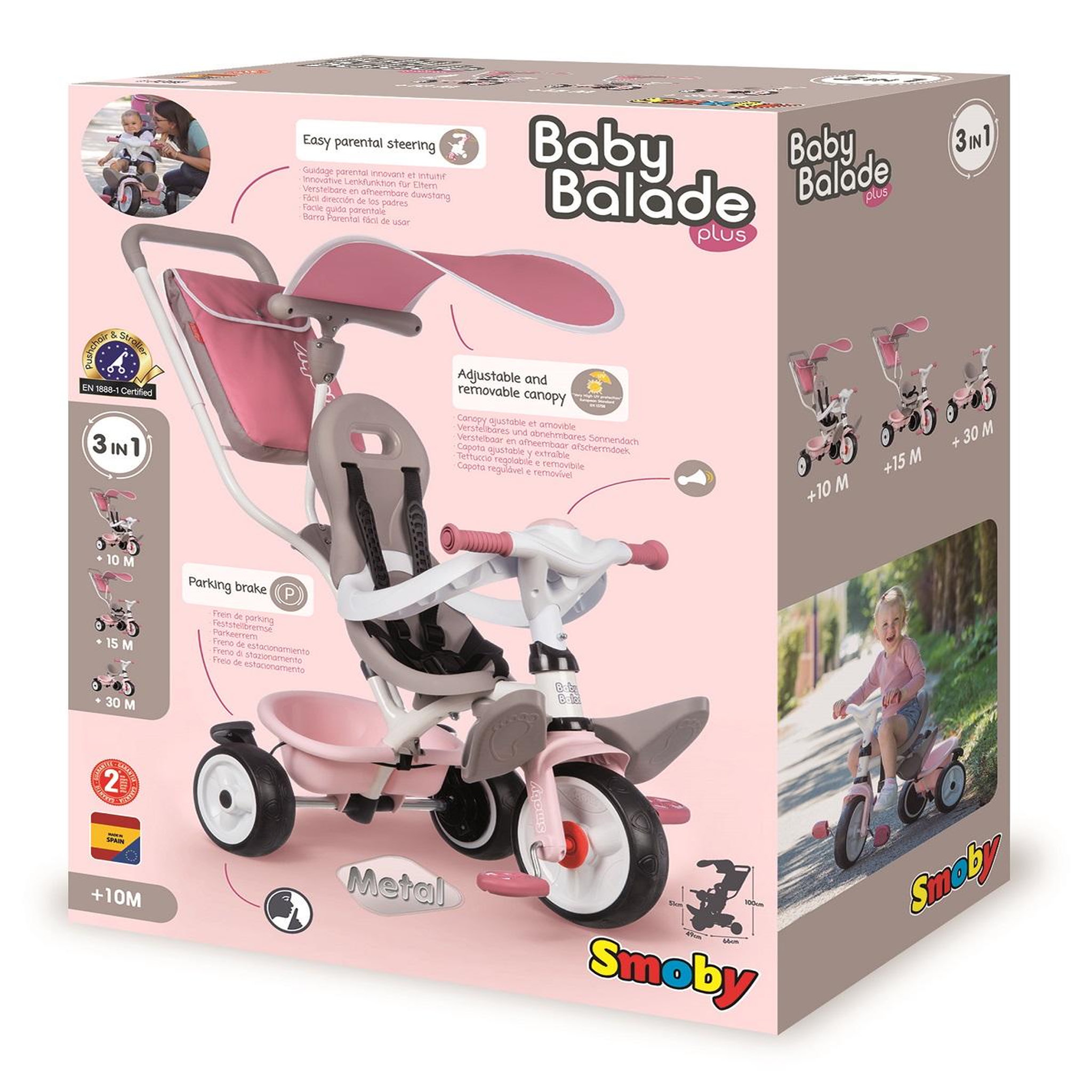 SMOBY Tricycle Baby balade plus Rose