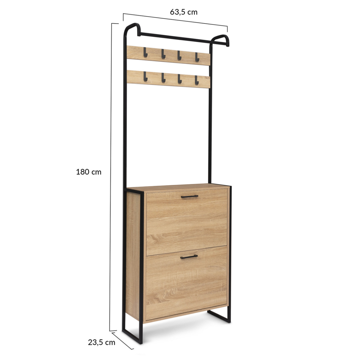 ID MARKET Vestiaire d'entrée LUIS meuble chaussures 2 portes design industriel