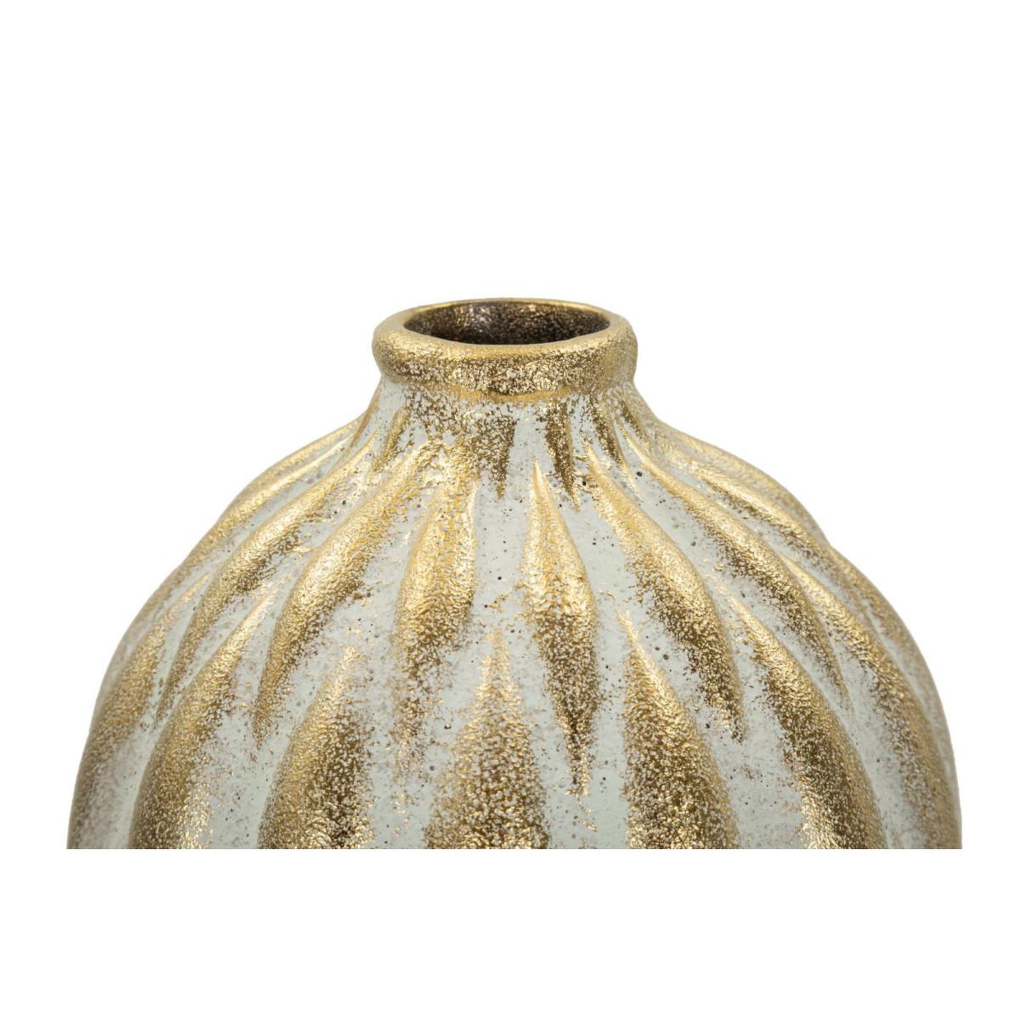 Voir la diapositive 3 : Paris Prix Vase déco en céramique  pepitas  37cm gris & or