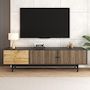 Voir la diapositive 2 : MERAX Meuble tv noir+naturel 180 cm mdf