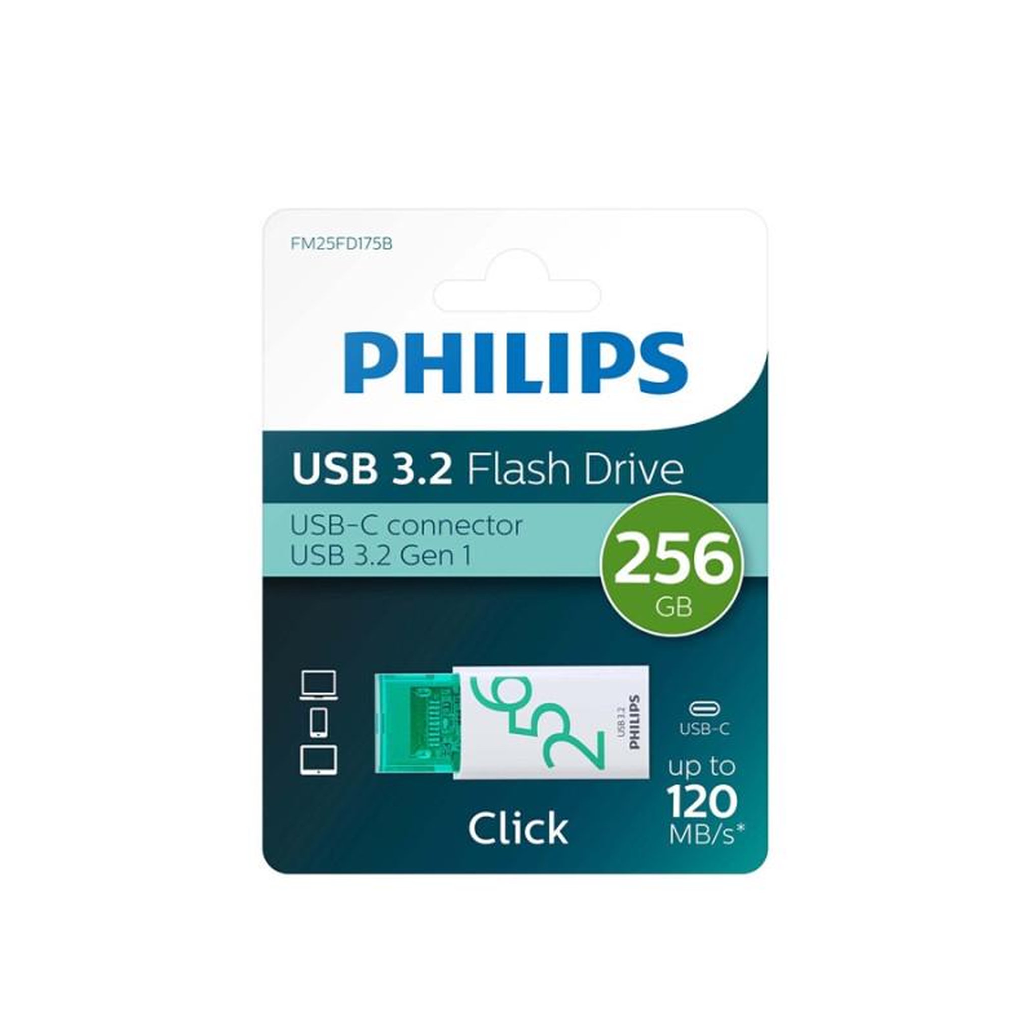 Voir la diapositive 2 : Philips Clé USB Philips Cle USB C Philips Click 3.2 256Go