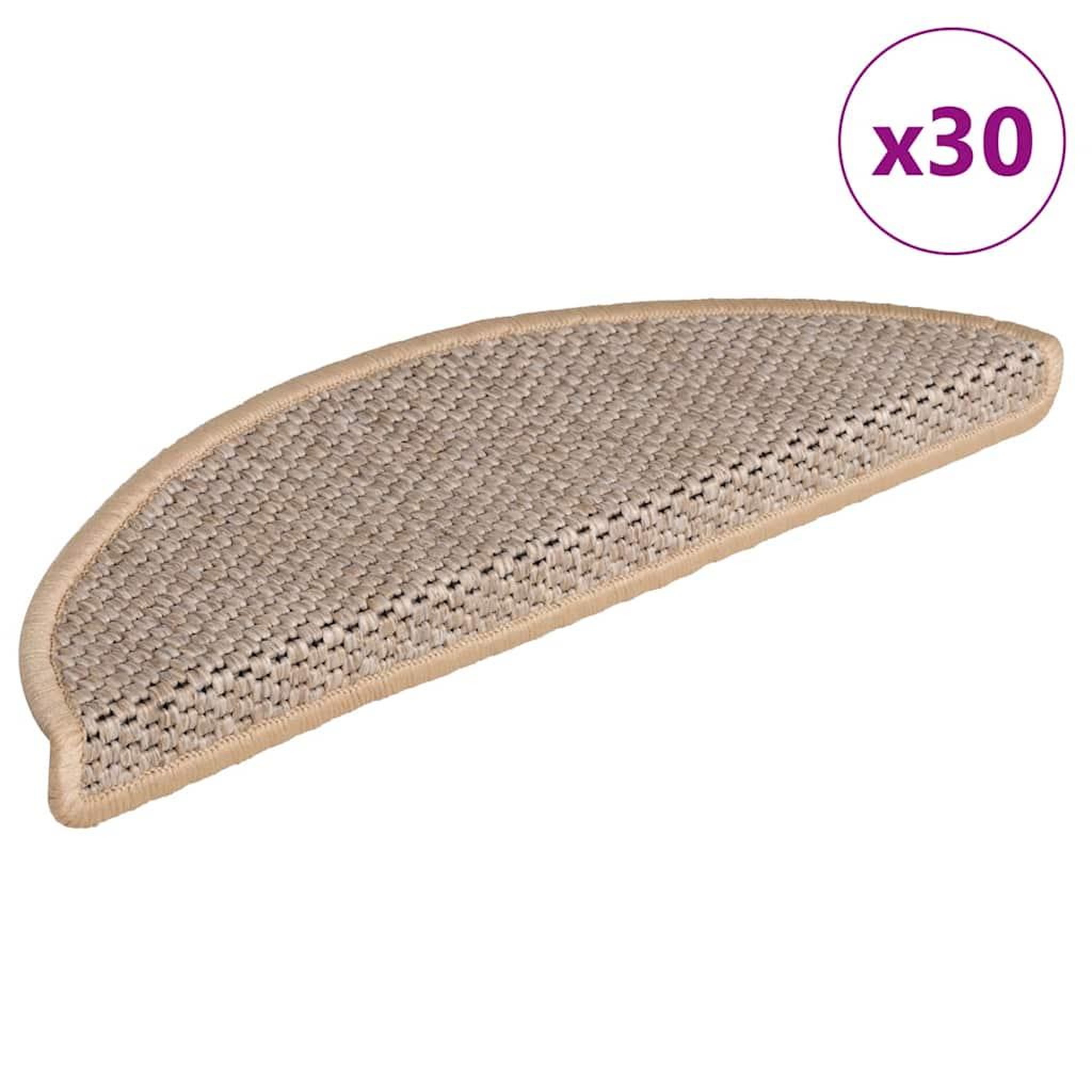 VIDAXL Tapis d'escalier autocollants 30 pcs 56x17x3 cm beige clair
