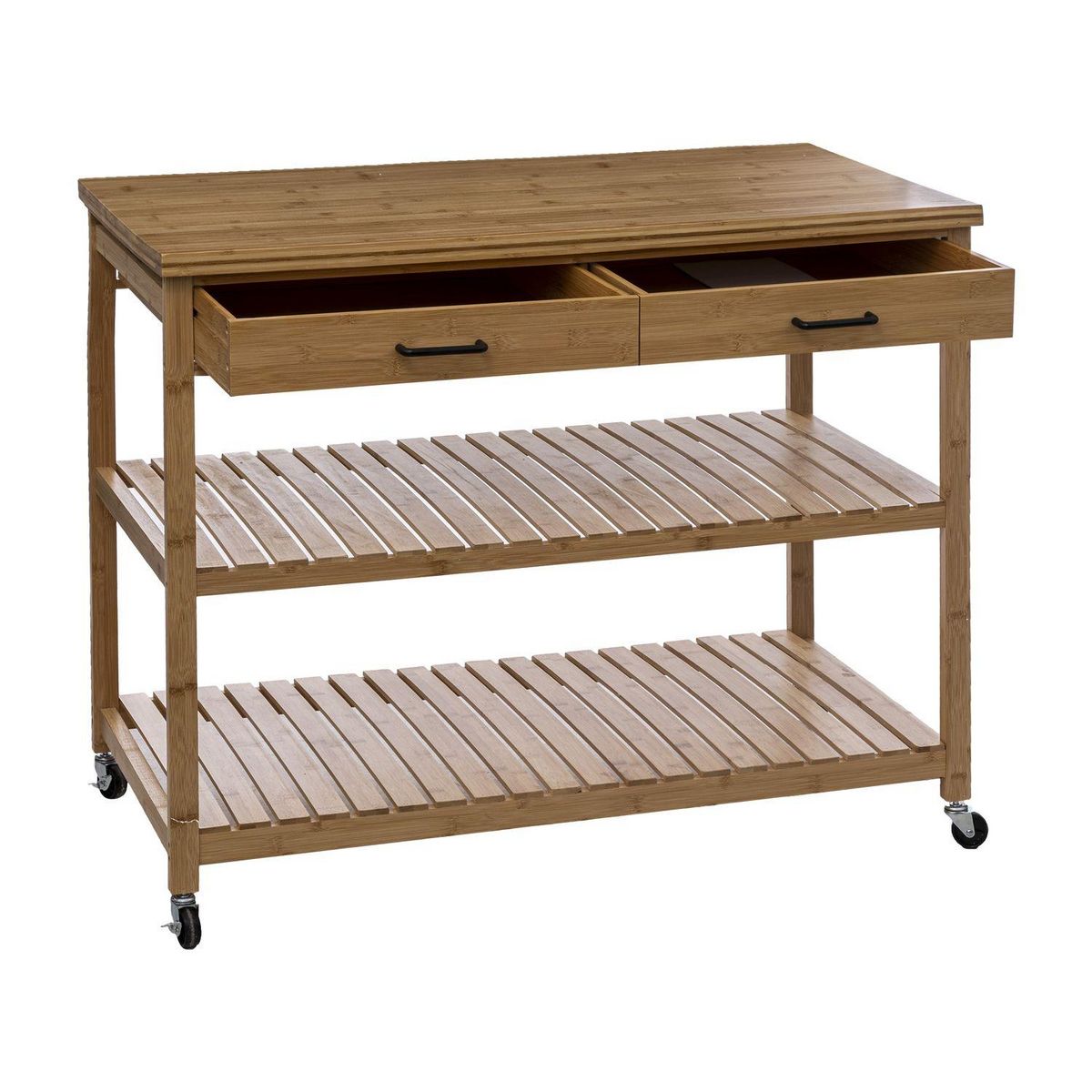 FIVE Ilot 2 tiroirs 2 niveaux en bois LINHA - Beige