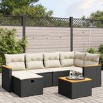 VIDAXL Salon de jardin 7 pcs avec coussins noir resine tressee