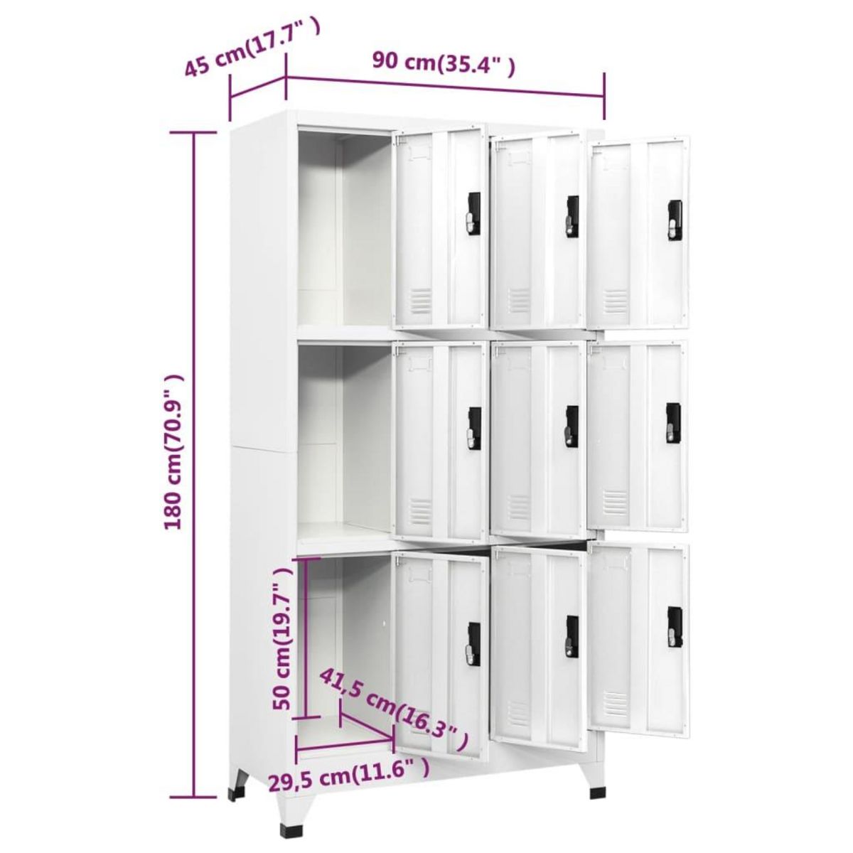 VIDAXL Armoire a casiers Blanc 90x45x180 cm Acier