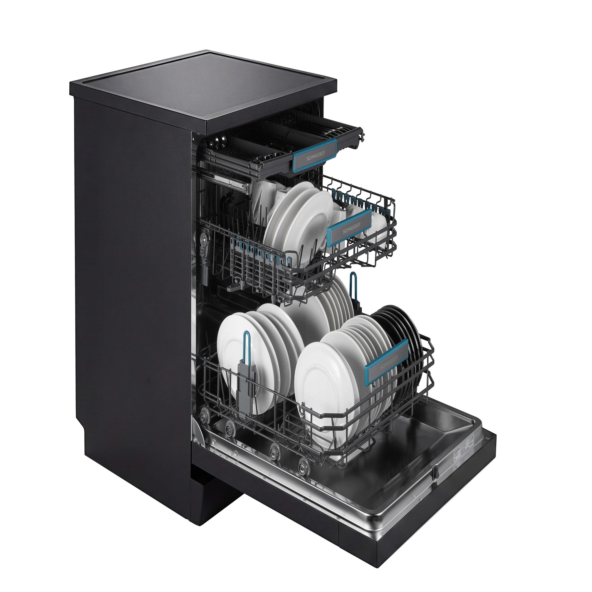 Voir la diapositive 5 : SCHNEIDER Schneider scdw1642ab - lave-vaisselle pose libre 16 couverts 60cm noir