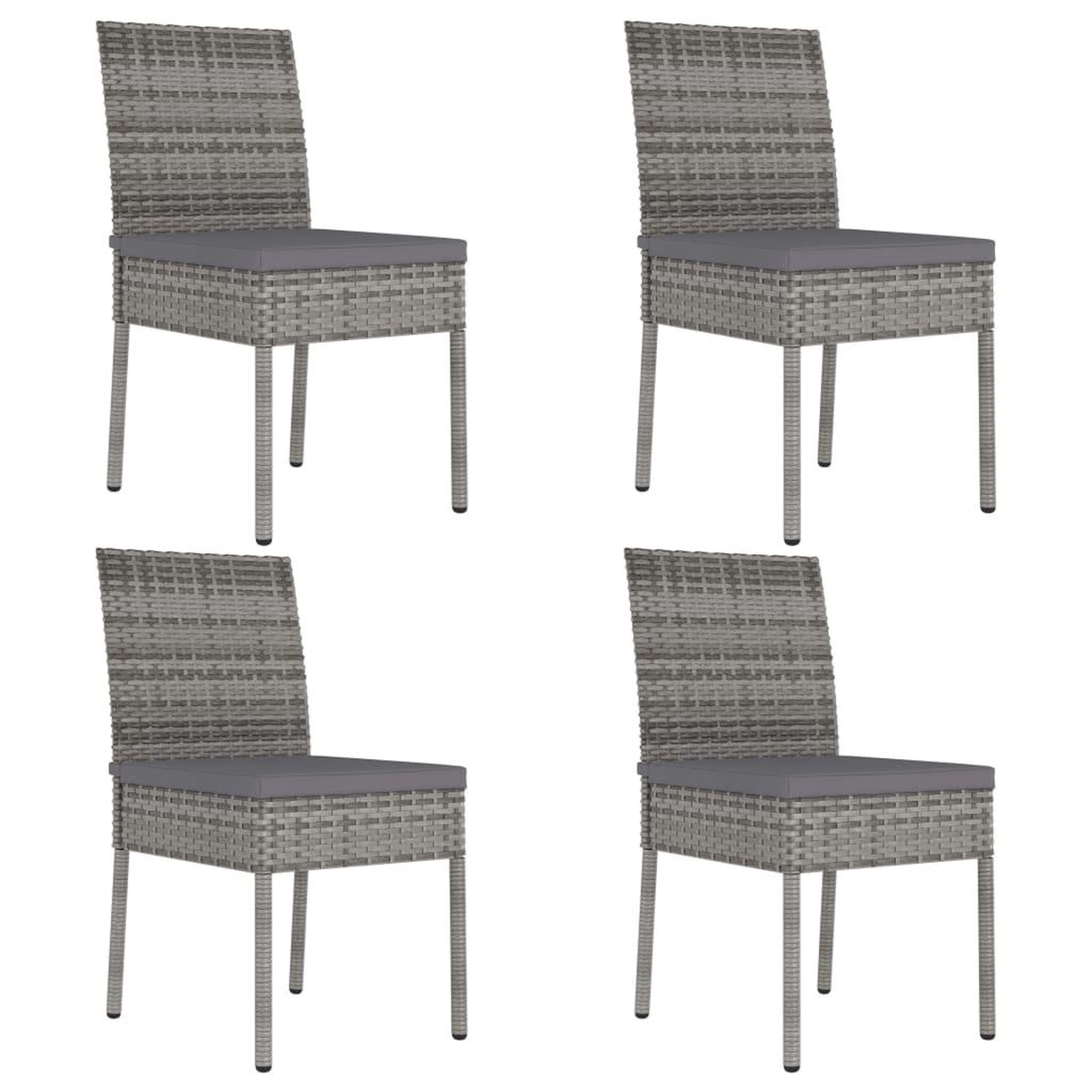 Voir la diapositive 1 : VIDAXL Chaises a manger de jardin lot de 4 Resine tressee Gris
