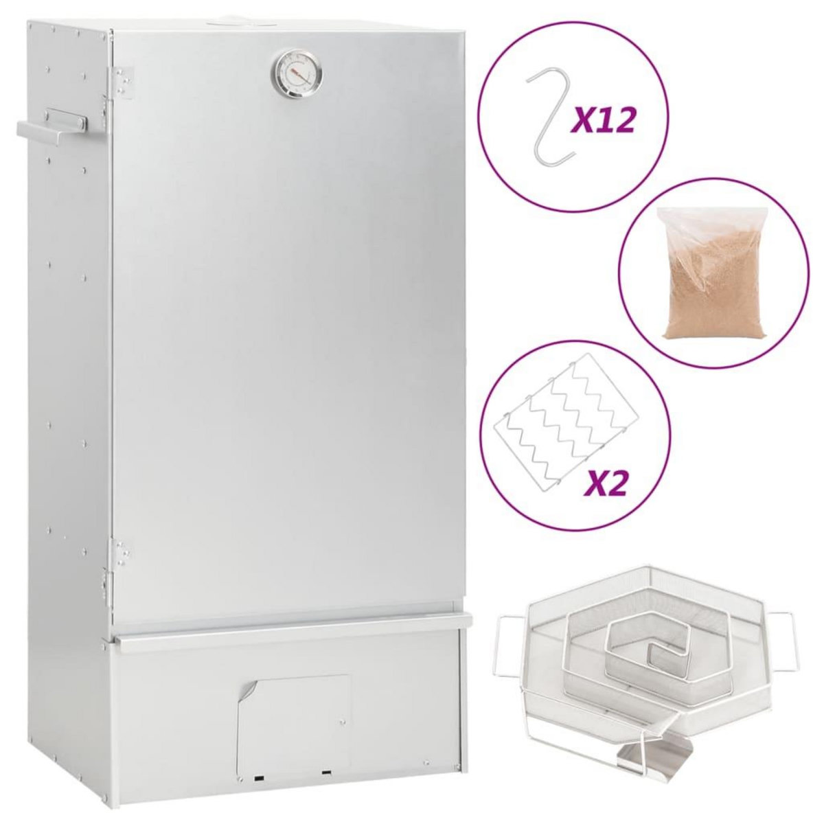 VIDAXL Fumoir a four a BBQ generateur de fumee froide acier galvanise