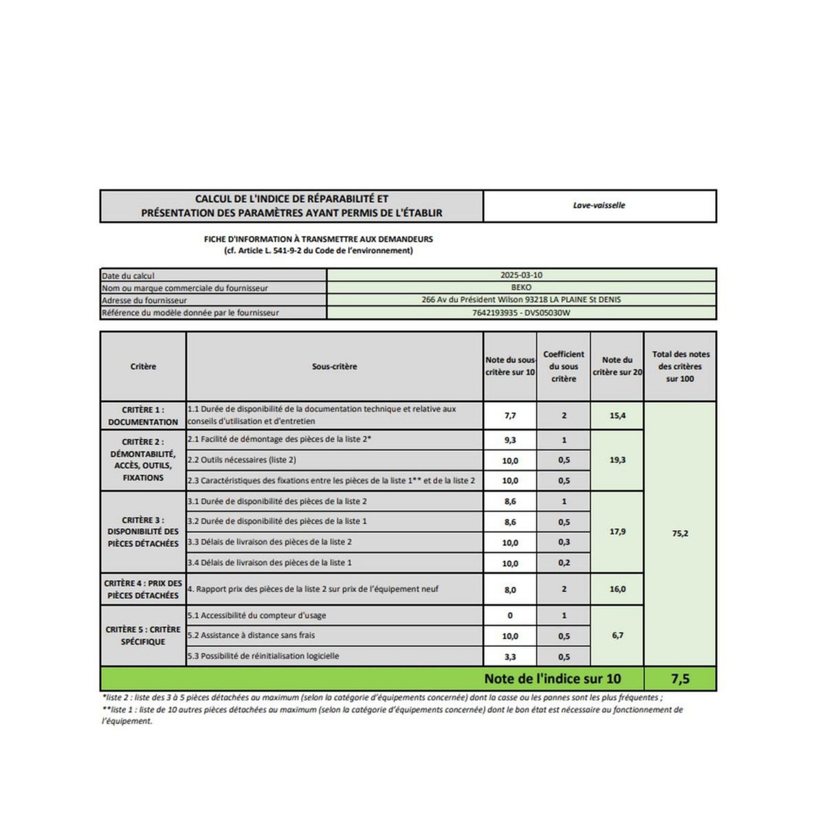 Beko Lave-vaisselle 45cm 10 couverts 49db inox - DVS05030W