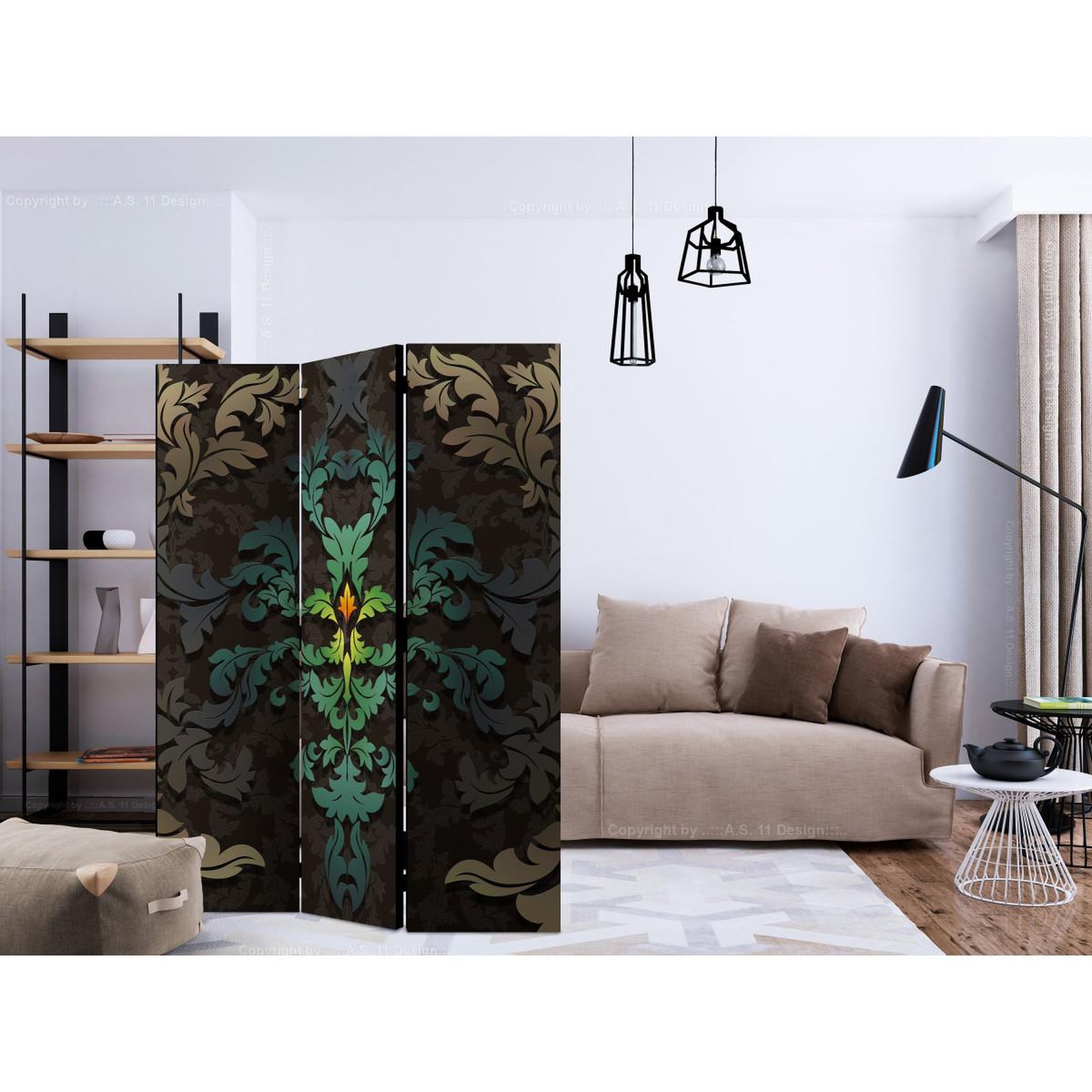 Voir la diapositive 2 : Paris Prix Paravent 3 volets  dancing leaves  135x172cm