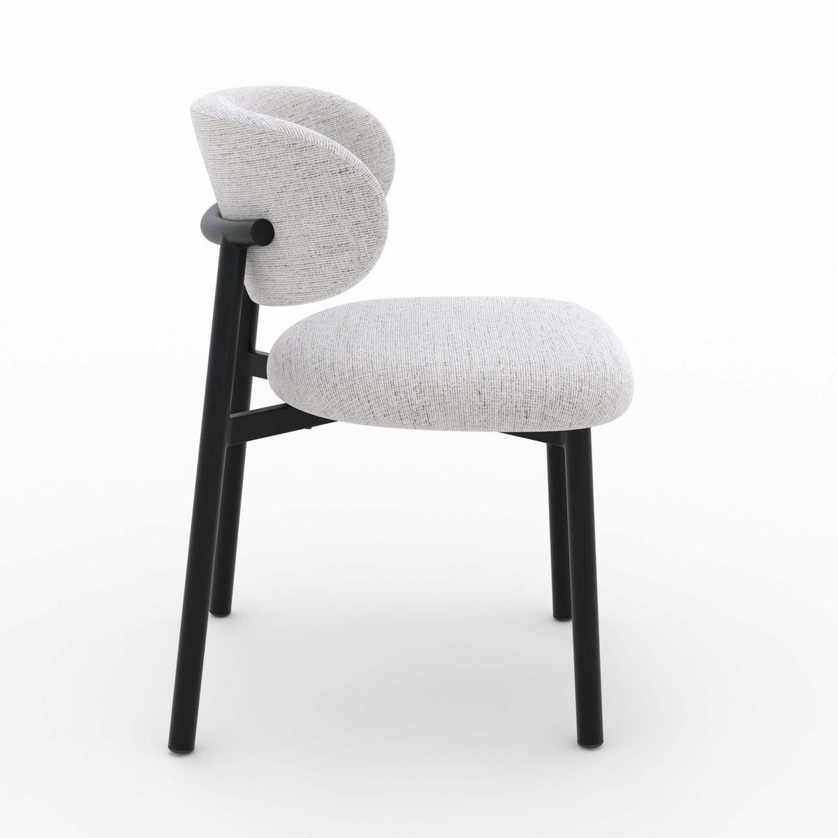 Rendez vous déco Lot de 2 chaises en tissu gris clair chiné et pieds en métal noir - Nao