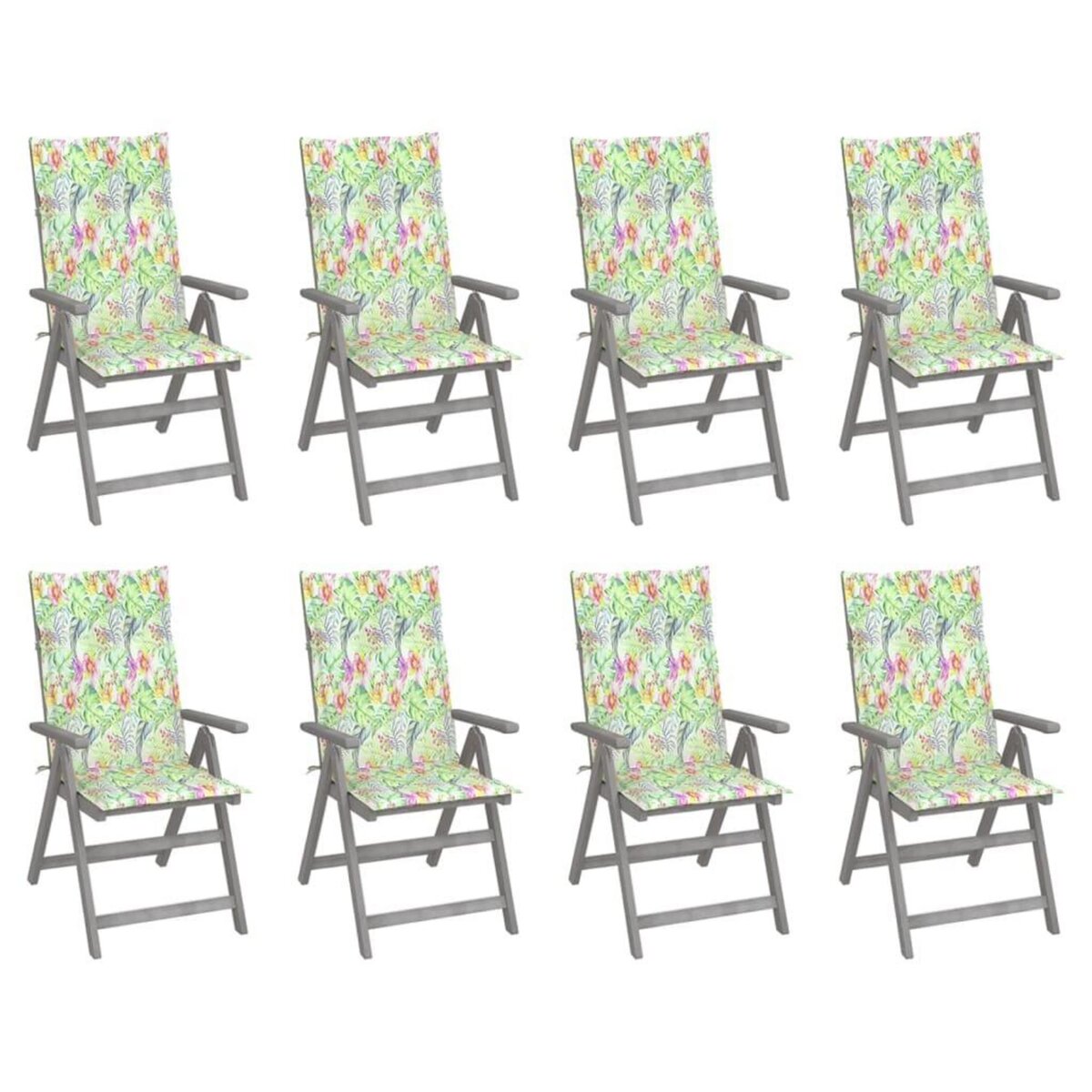 VIDAXL Chaises inclinables de jardin avec coussins 8 pcs Gris Acacia