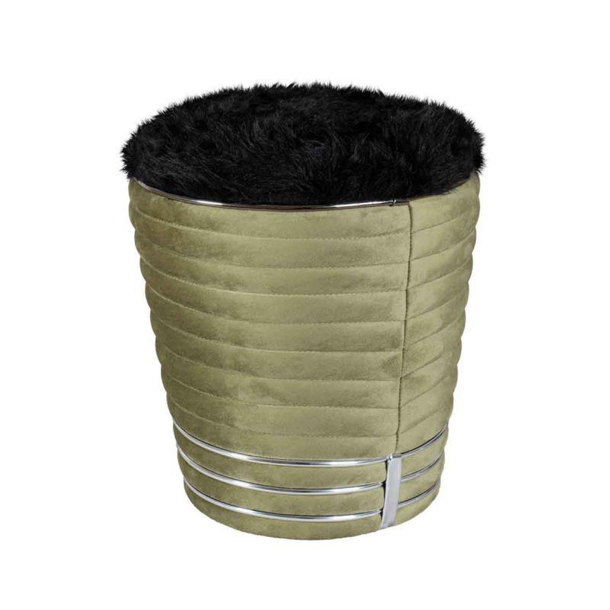 Voir la diapositive 2 : Paris Prix Tabouret Design en Tissu  Doric  50cm Vert & Gris
