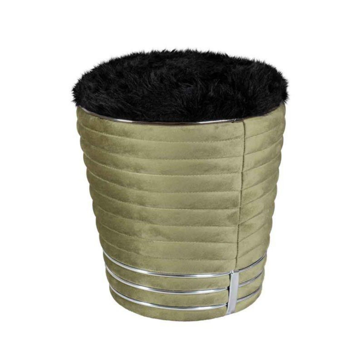 Paris Prix Tabouret Design en Tissu  Doric  50cm Vert & Gris