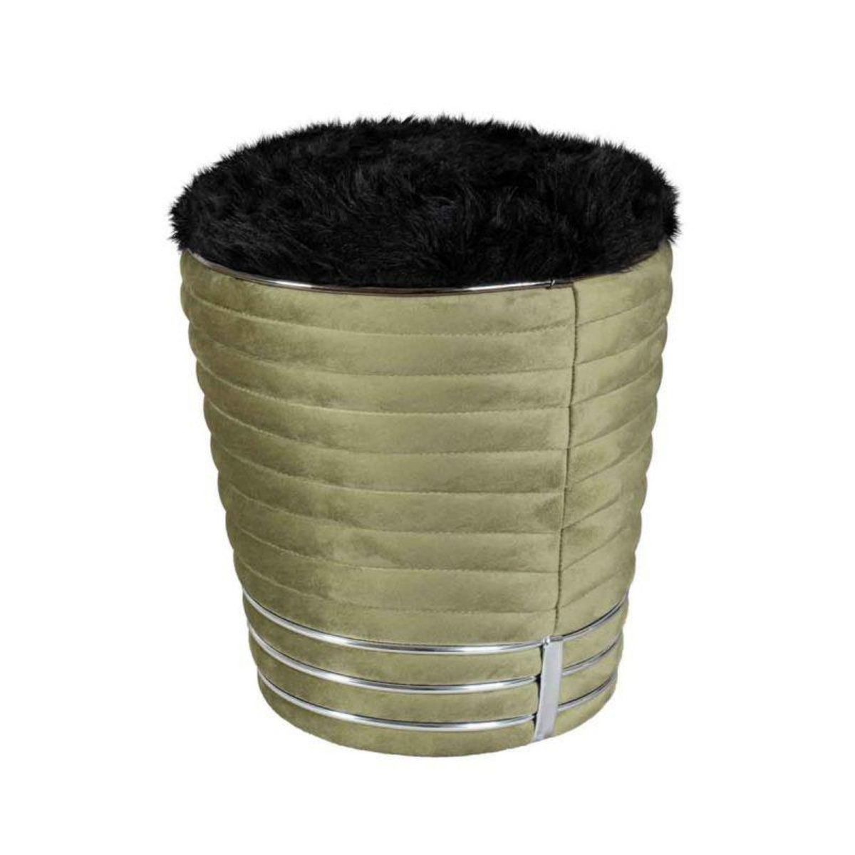 Paris Prix Tabouret Design en Tissu  Doric  50cm Vert & Gris