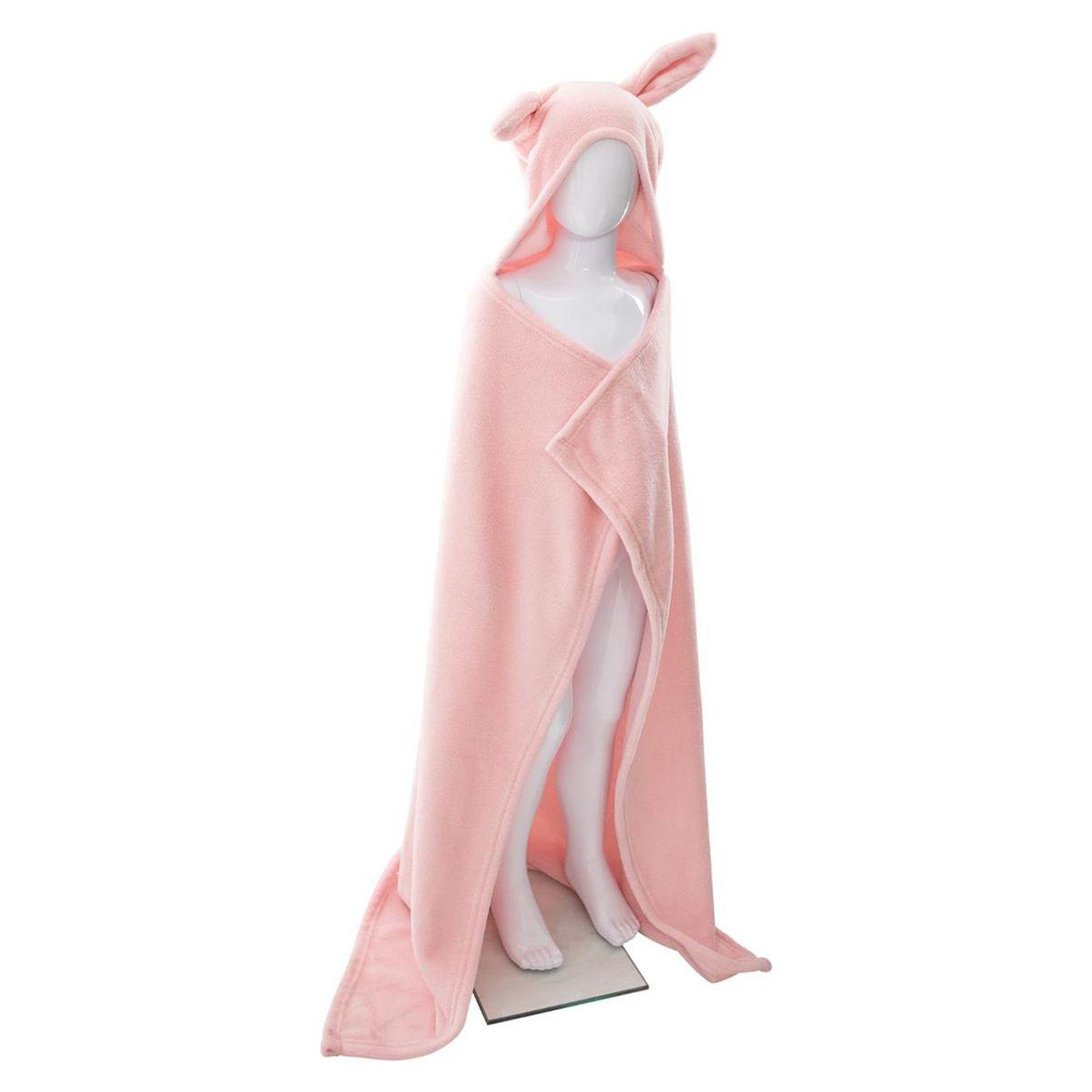 Voir la diapositive 2 : Atmosphera Kids Plaid à capuche enfant  oreilles  100x100cm rose