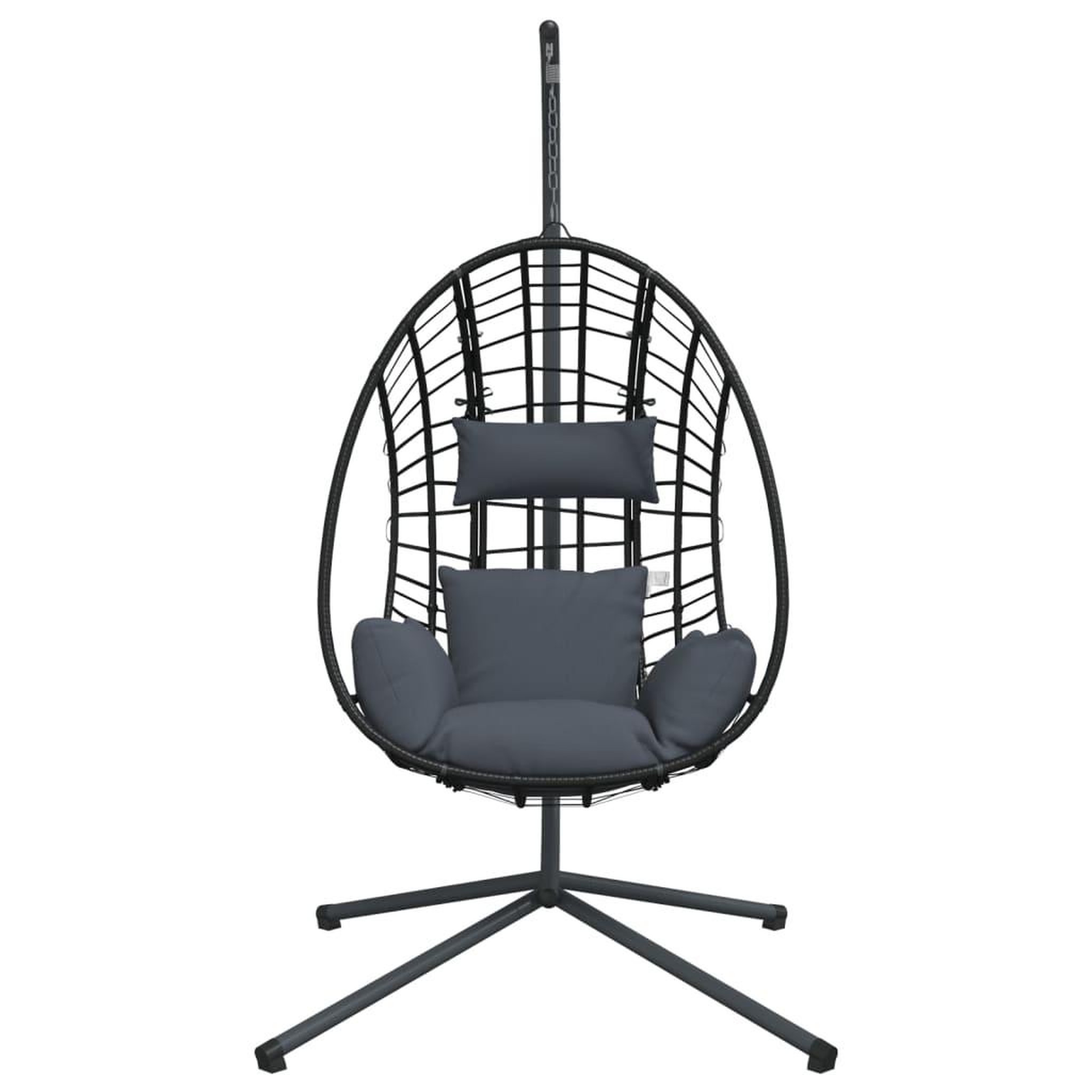 Voir la diapositive 4 : VIDAXL Chaise suspendue œuf support anthracite rotin et acier