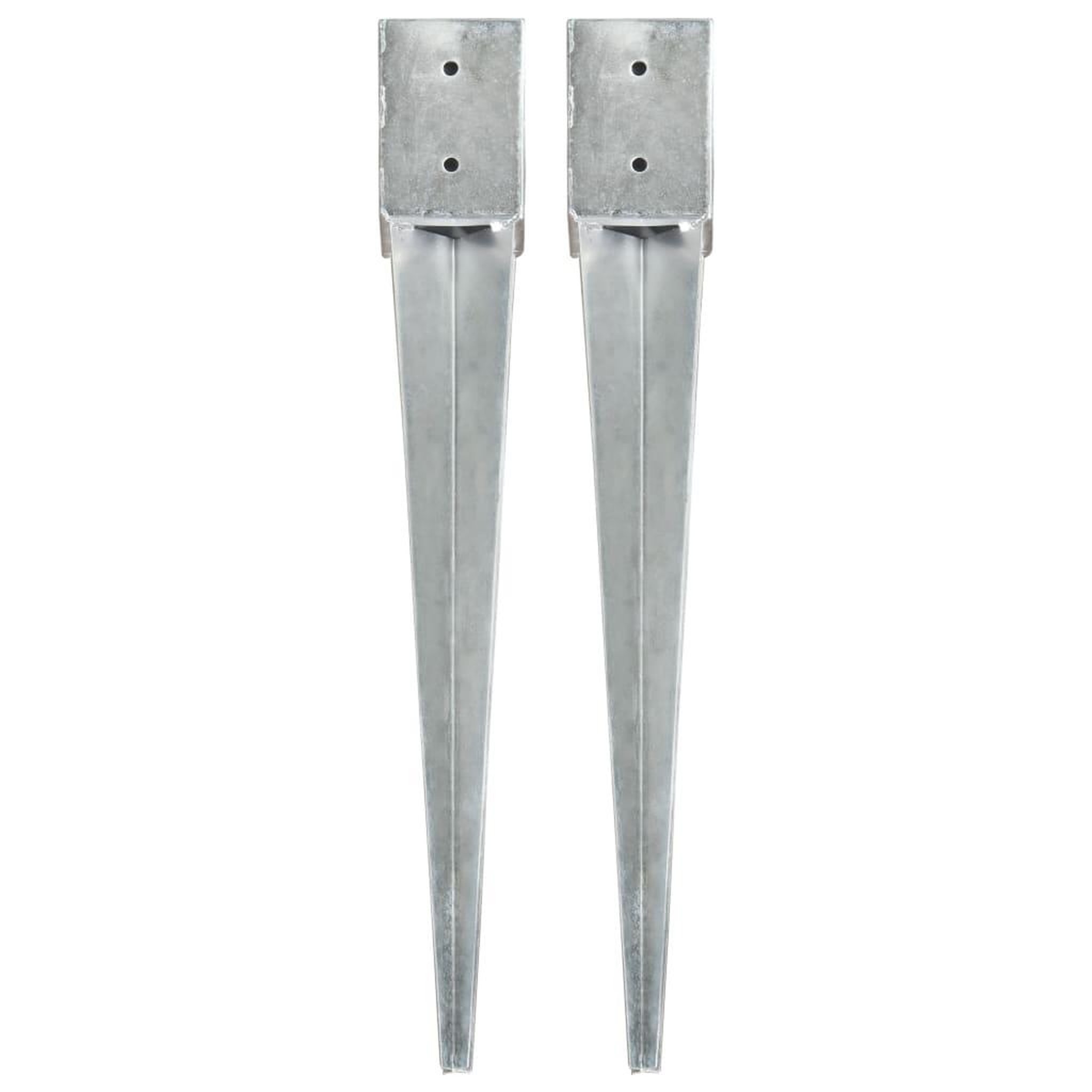 VIDAXL Piquets au sol 2 pcs Argente 10x10x76 cm Acier galvanise