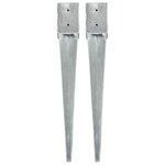 VIDAXL Piquets au sol 2 pcs Argente 10x10x76 cm Acier galvanise