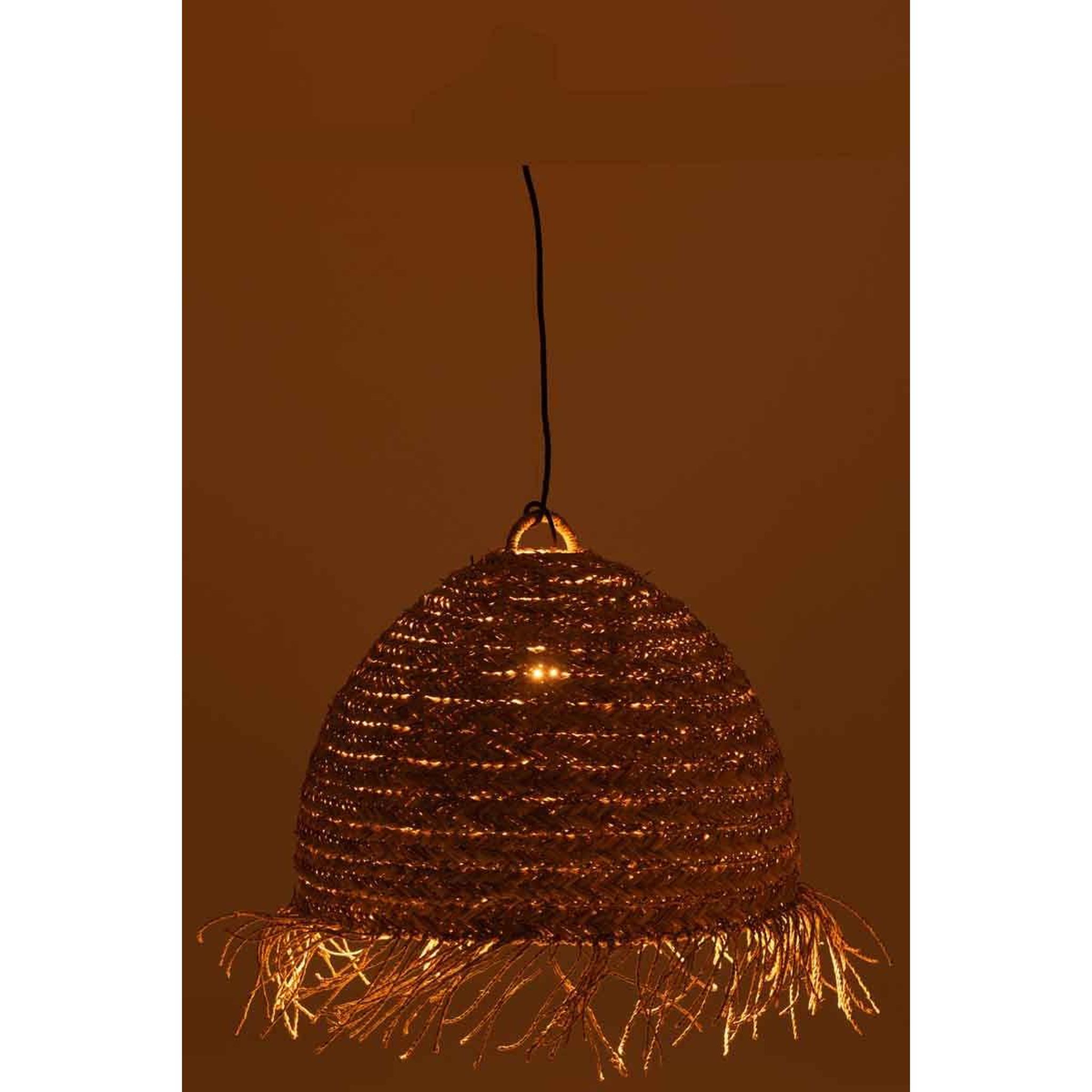 Voir la diapositive 4 : J-LINE Abat-Jour Suspendu en Rotin  Zostere  60cm Beige