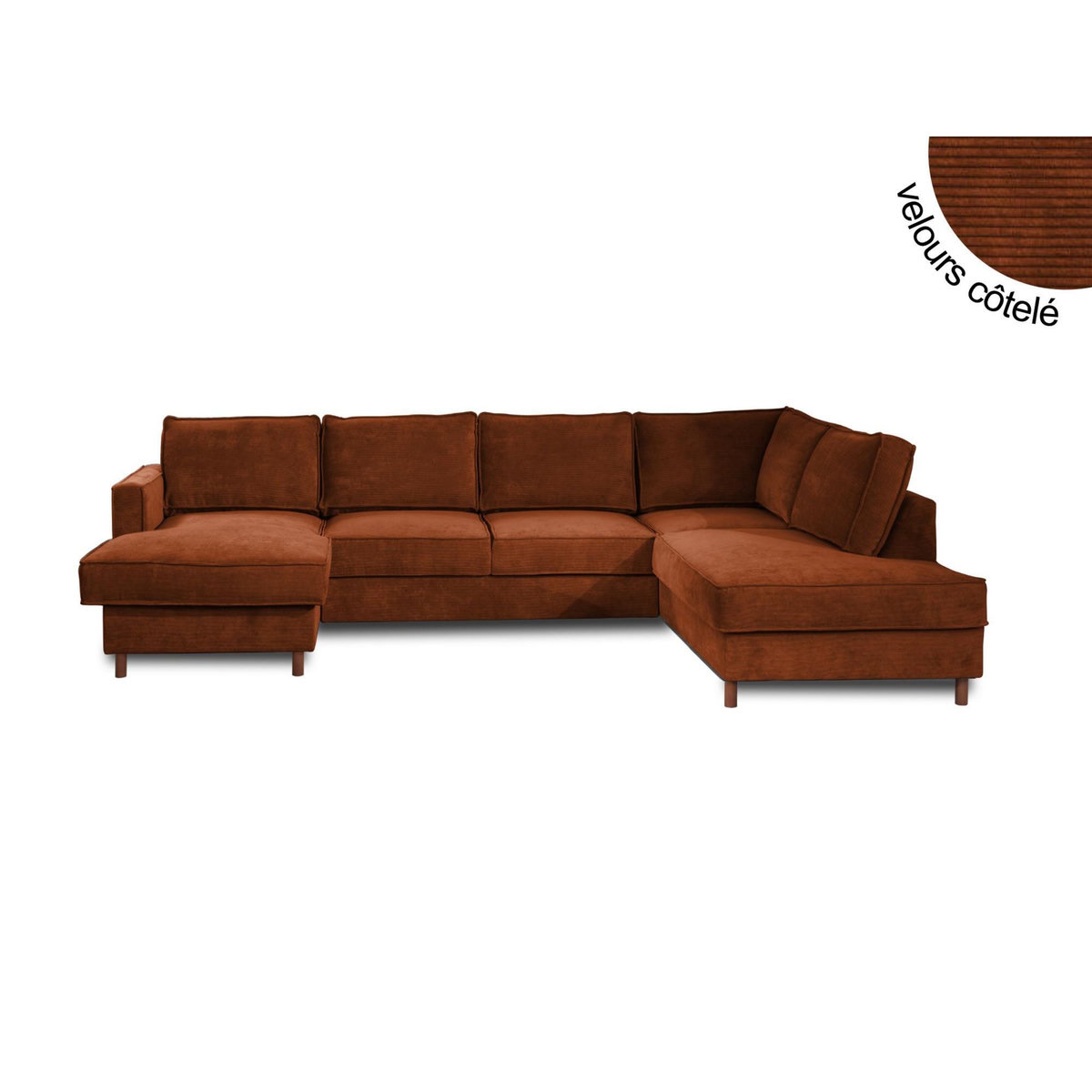 LISA DESIGN Jake - canapé panoramique d'angle droit - convertible avec coffre - 7 places - en velours côtelé