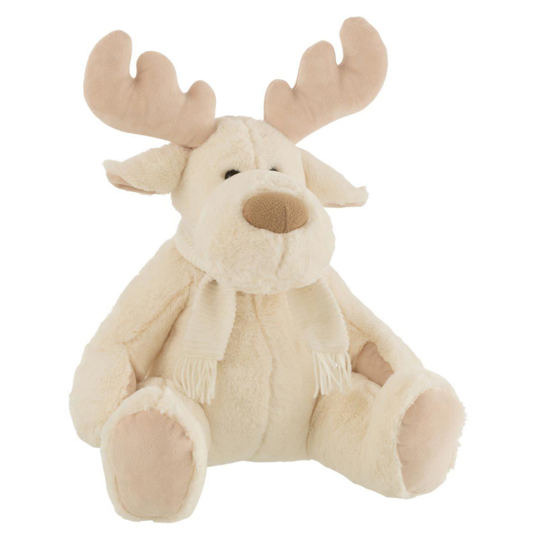 J-LINE Peluche enfant renne assis  prancer  32cm beige
