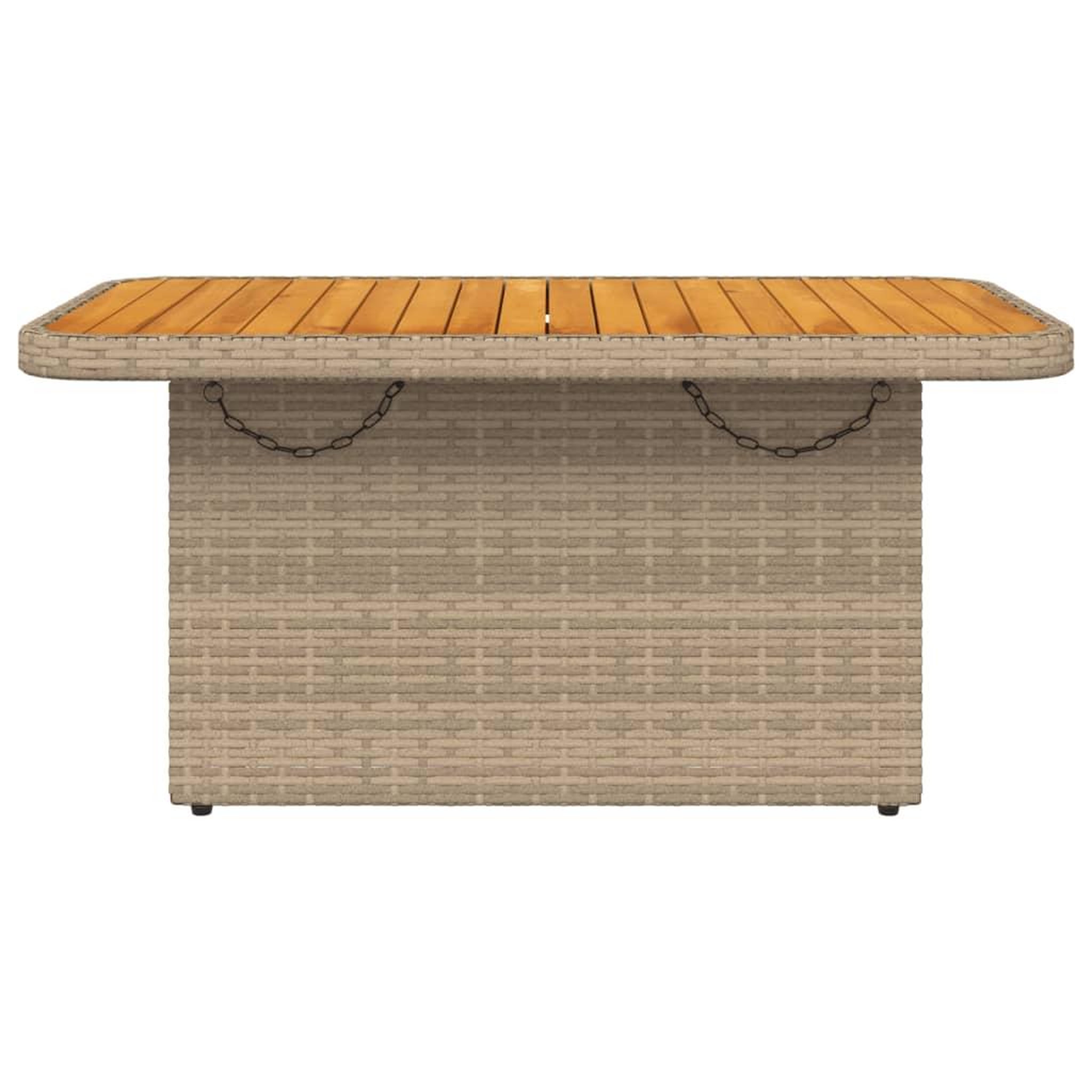 Voir la diapositive 5 : VIDAXL Table de jardin beige 90x55x71 cm resine tressee et bois acacia
