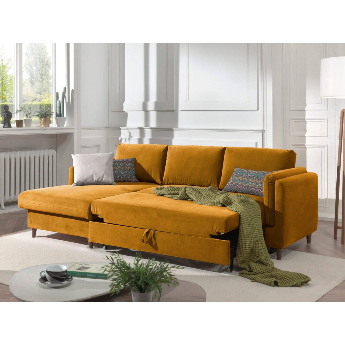 LISA DESIGN Brooke - canapé d'angle gauche - convertible avec coffre - 4 places - en velours