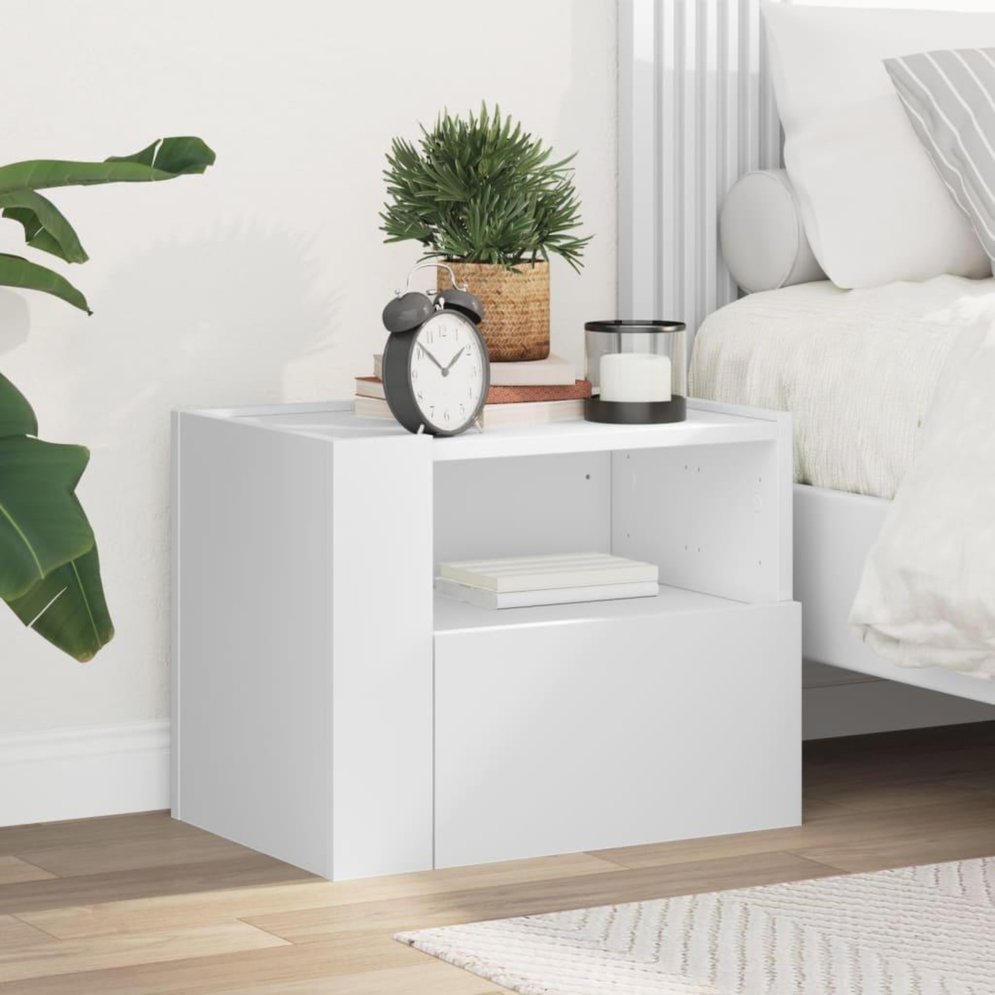 VIDAXL Table de chevet murale blanc 45x30x35 cm