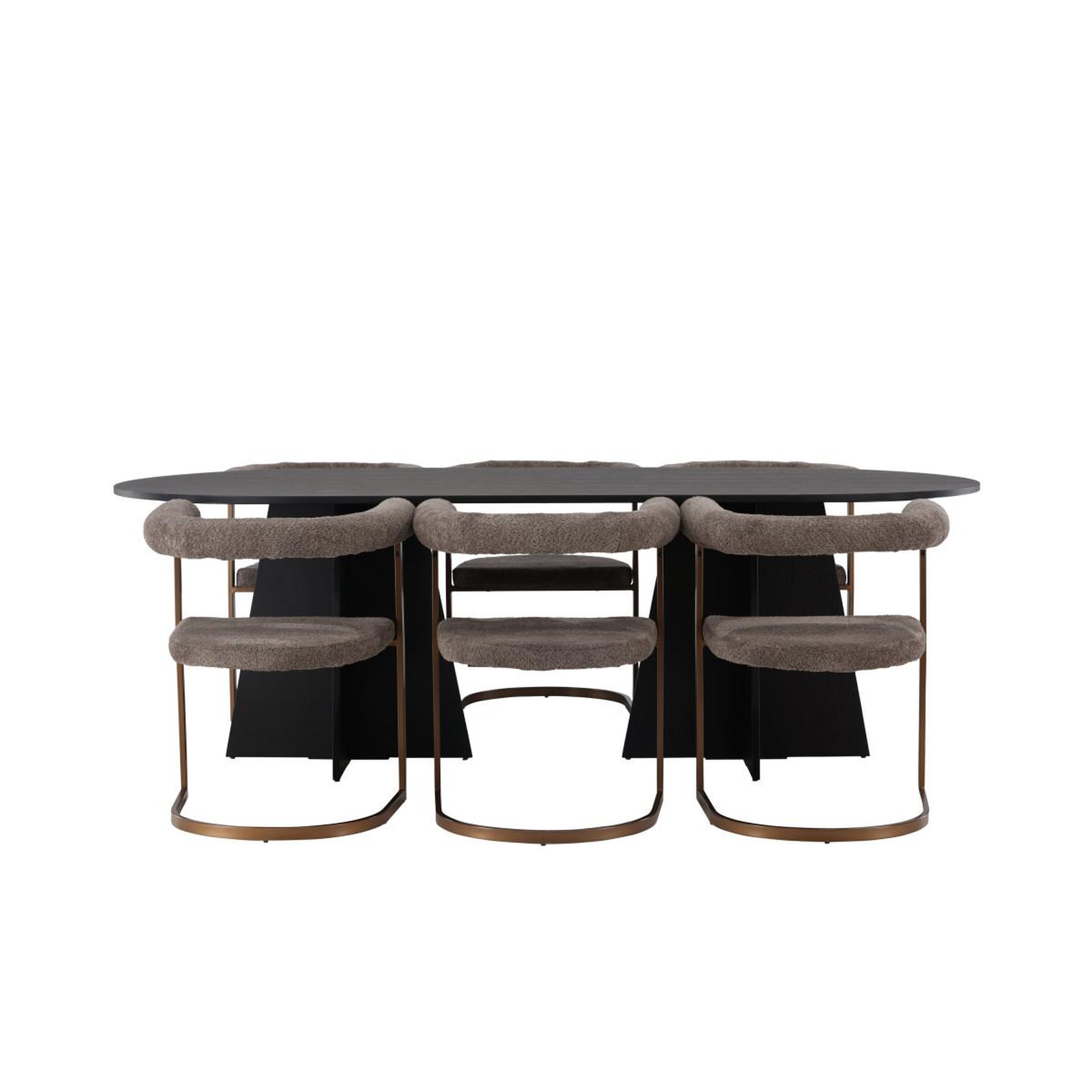 Voir la diapositive 2 : Paris Prix Ensemble table à manger & 6 chaises  bootcut & morning  230cm noir & marron