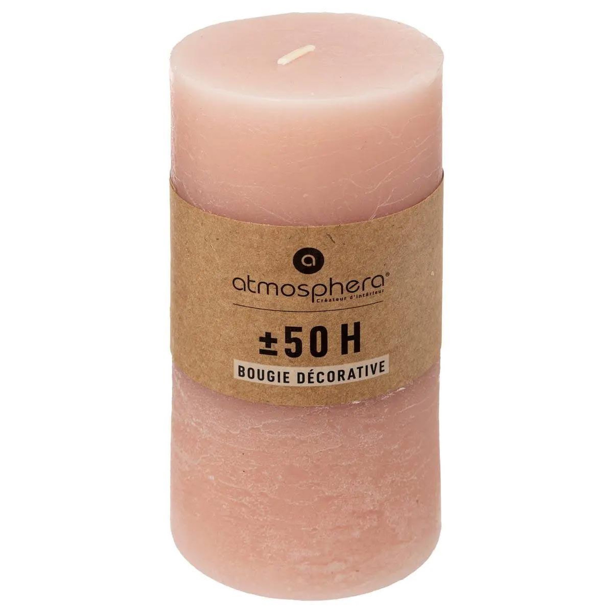 Voir la diapositive 2 : COMPTOIR DE LA BOUGIE Bougie cylindrique  rustic  14cm rose clair