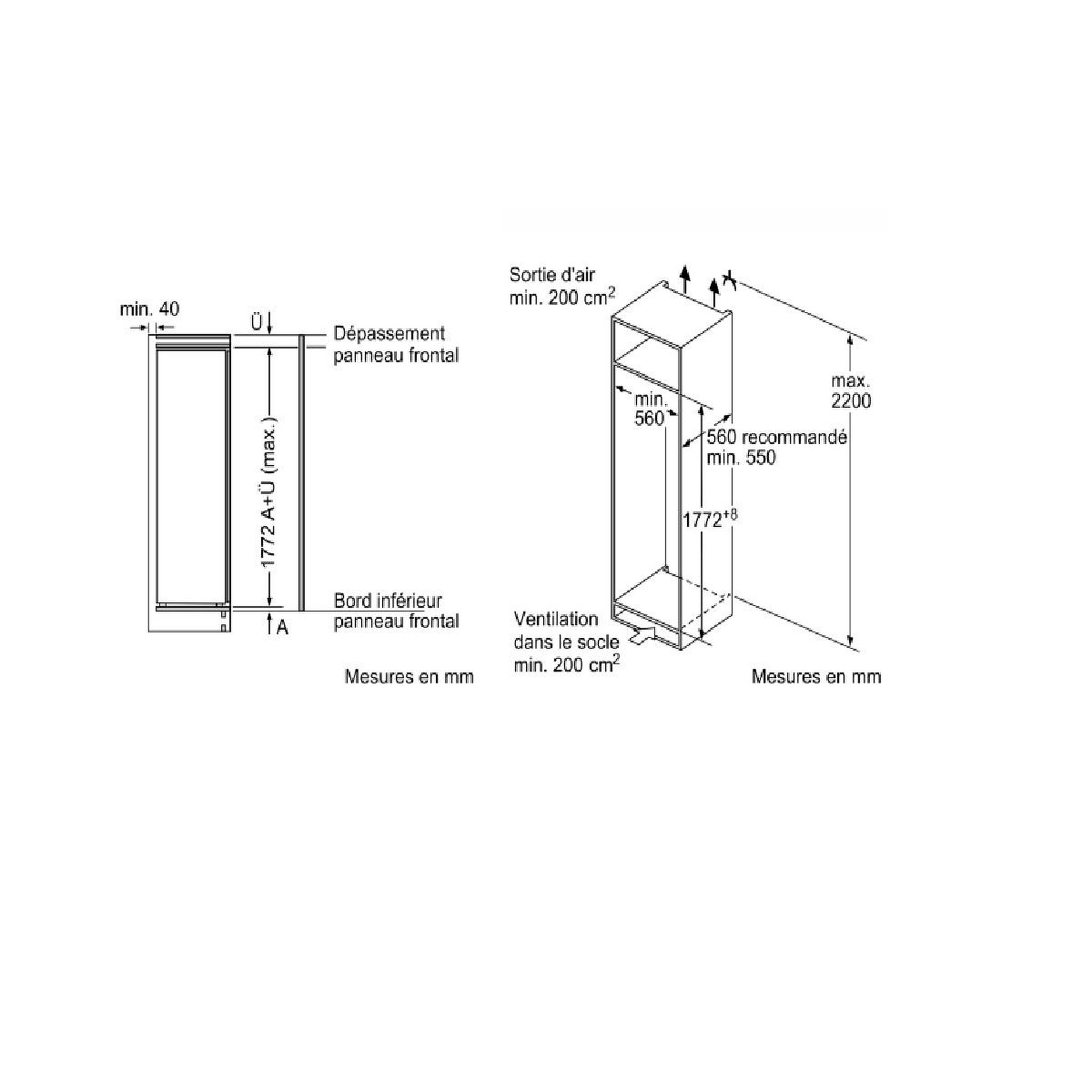 Voir la diapositive 3 : BOSCH Réfrigérateur 1 porte intégrable à pantographe 310l blanc - kir81vfe0