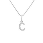 L'ATELIER D'AZUR Collier Argent 925/000 Rhodié - Initiale Lettre C Pavée de Zirconiums