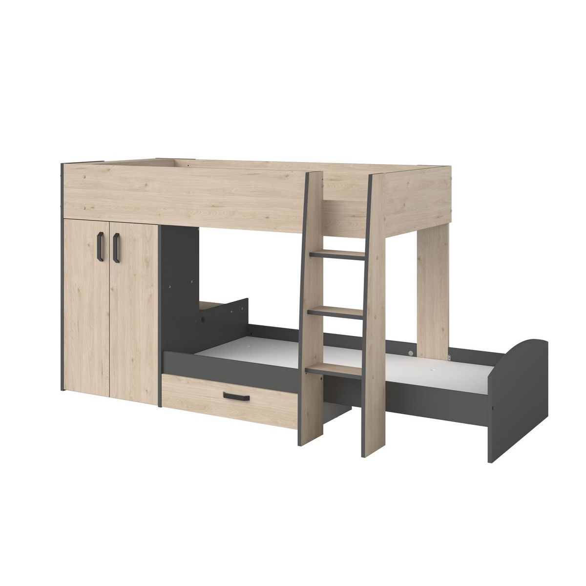 Lit superposé 2x90x200cm avec rangements TIM