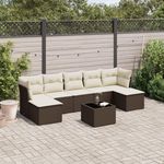 VIDAXL Salon de jardin 8 pcs avec coussins marron resine tressee