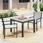Voir la diapositive 4 : OUTSUNNY Lot de 2 chaises de jardin empilables avec accoudoirs acier noir textilène gris clair