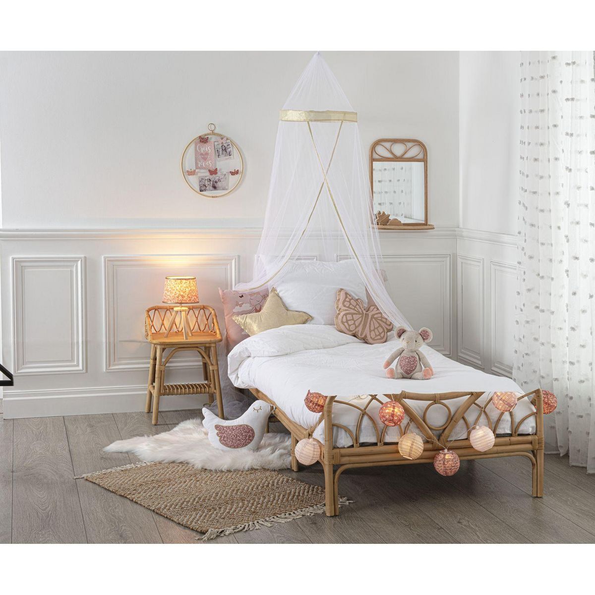 Atmosphera Kids Ciel de lit bordure doré - Hauteur 230 cm - Blanc