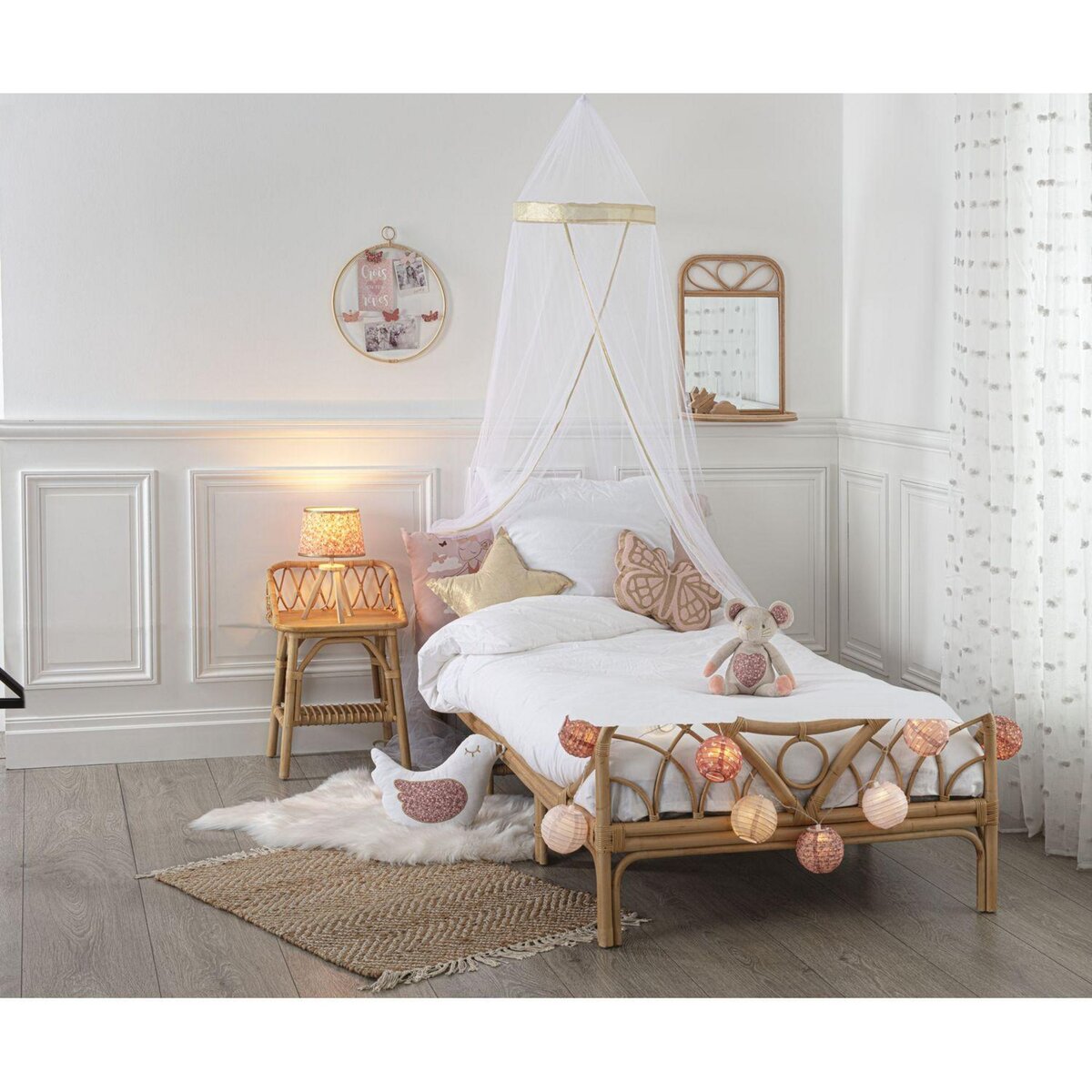 Atmosphera Kids Ciel de lit bordure doré - Hauteur 230 cm - Blanc