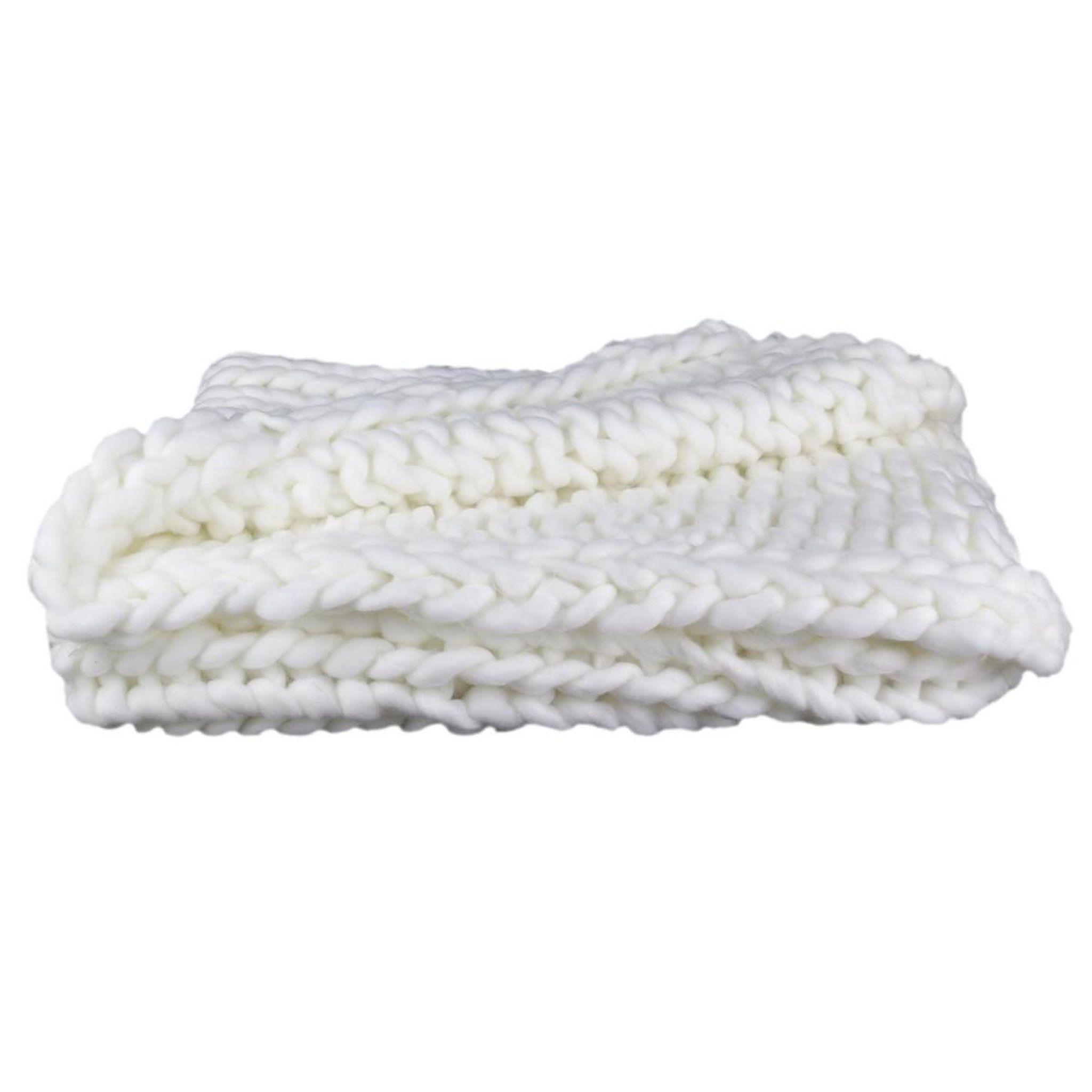 Voir la diapositive 2 : The Home Deco Factory Plaid déco maille  chunky  120x150cm écru