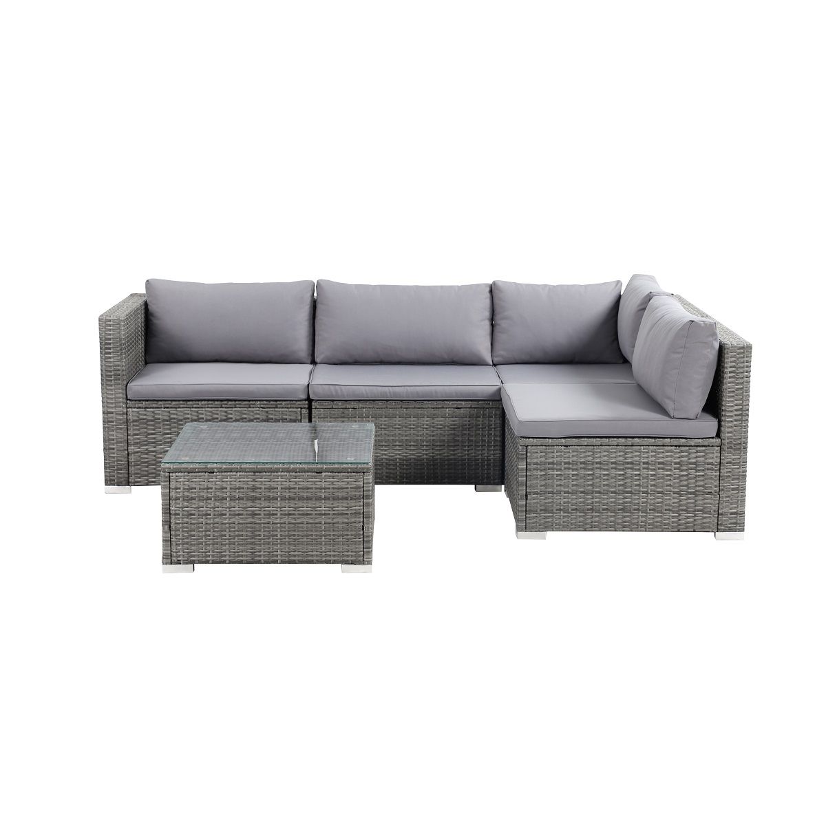 Beau rivage Salon bas de jardin d'angle - Résine tressée - Grise - STELLA