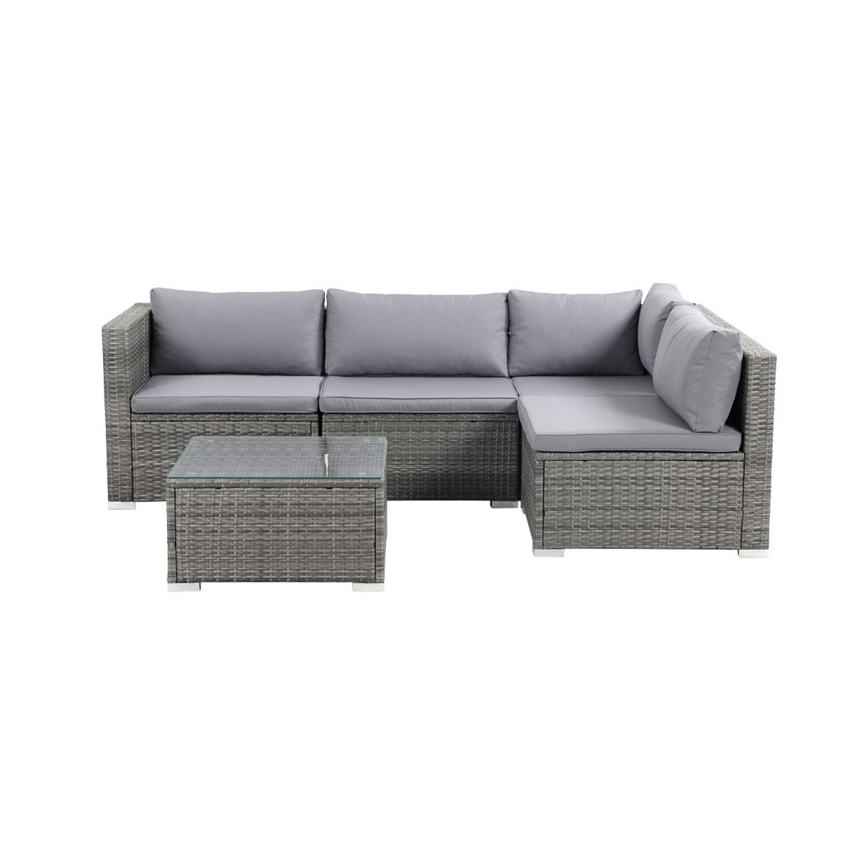 Beau rivage Salon bas de jardin d'angle - Résine tressée - Grise - STELLA