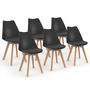 Voir la diapositive 1 : ID MARKET Lot de 6 chaises scandinaves SARA noires pour salle à manger