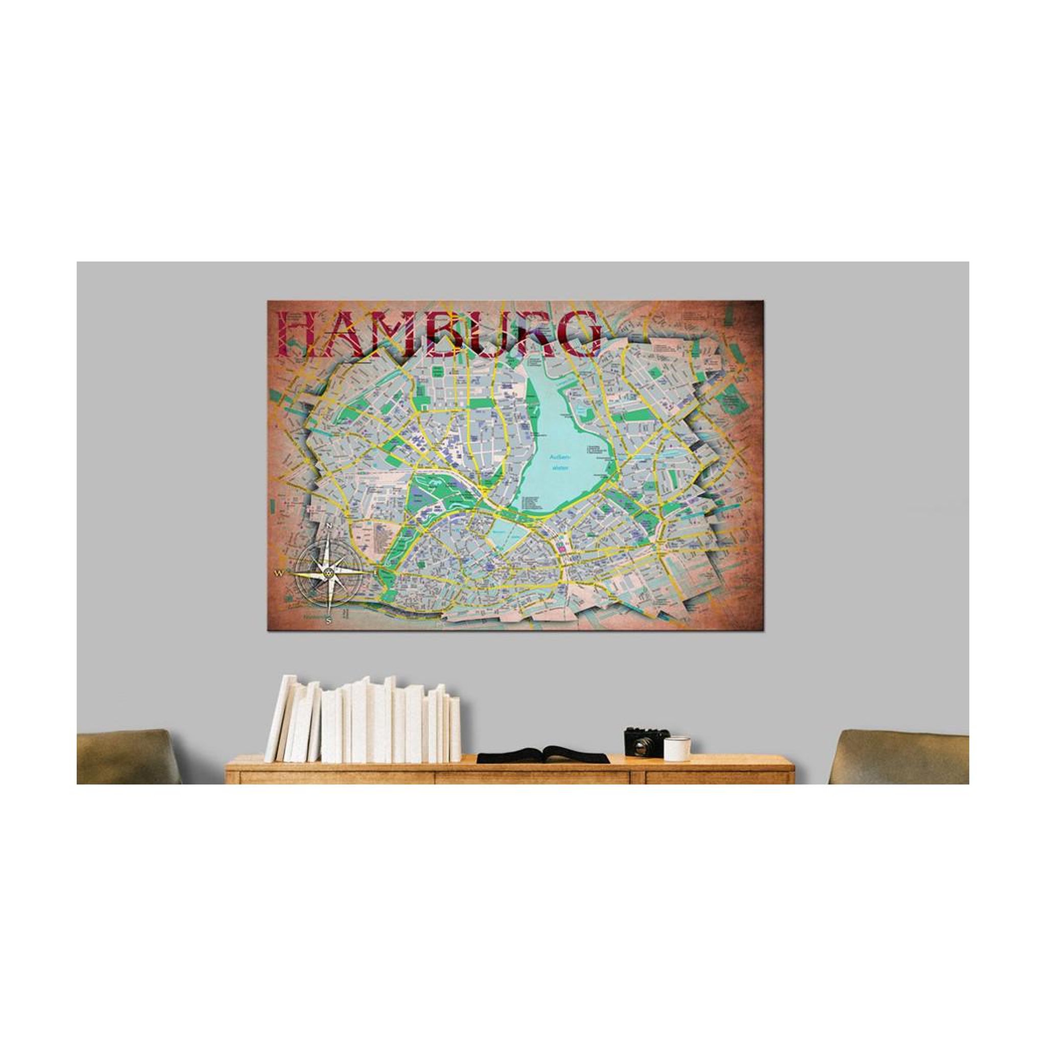 Voir la diapositive 2 : Paris Prix Tableau Imprimé  Map of Hamburg