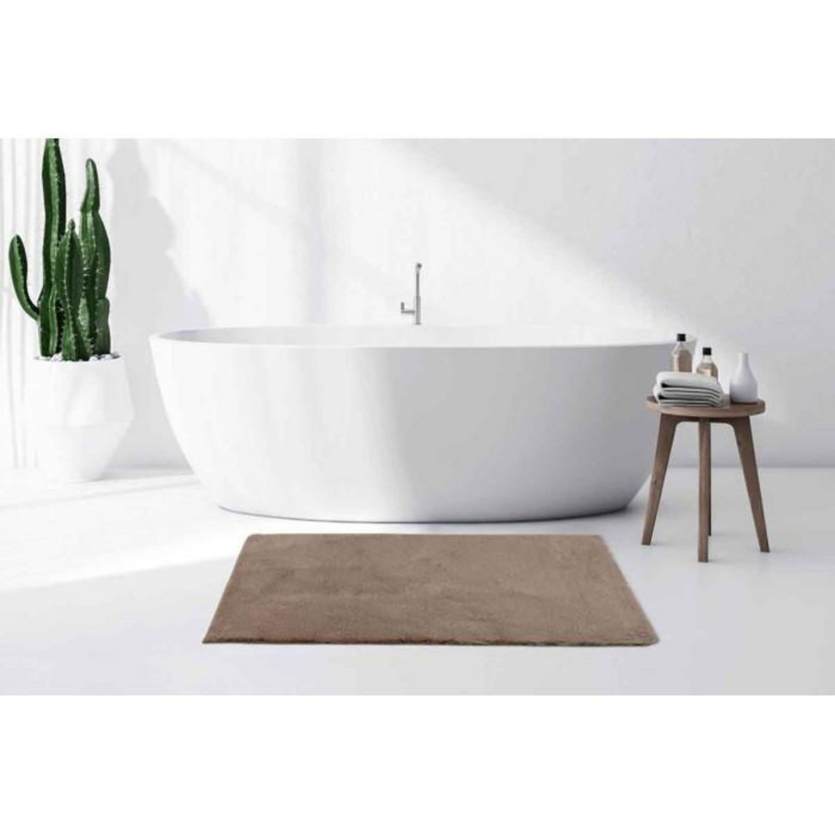 Paris Prix Tapis de Bain Fait à la Main  Rabbit  Beige Foncé