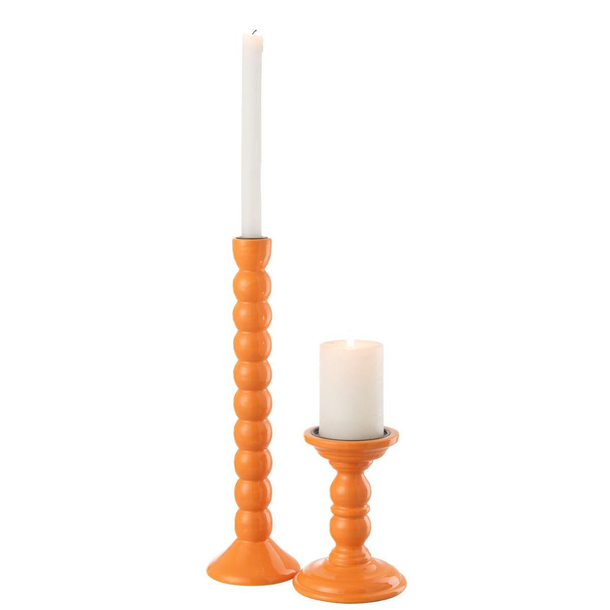 Voir la diapositive 4 : J-LINE Bougeoir design en bois  waldo  38cm orange