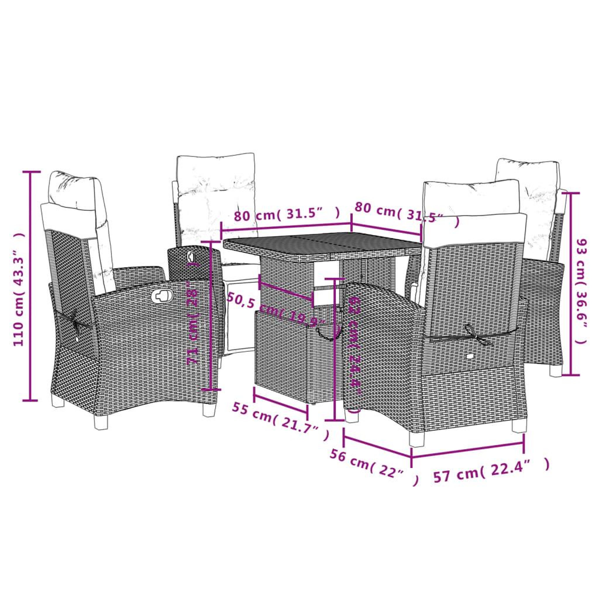 Voir la diapositive 6 : VIDAXL Ensemble a manger de jardin coussins 5pcs Noir Resine tressee