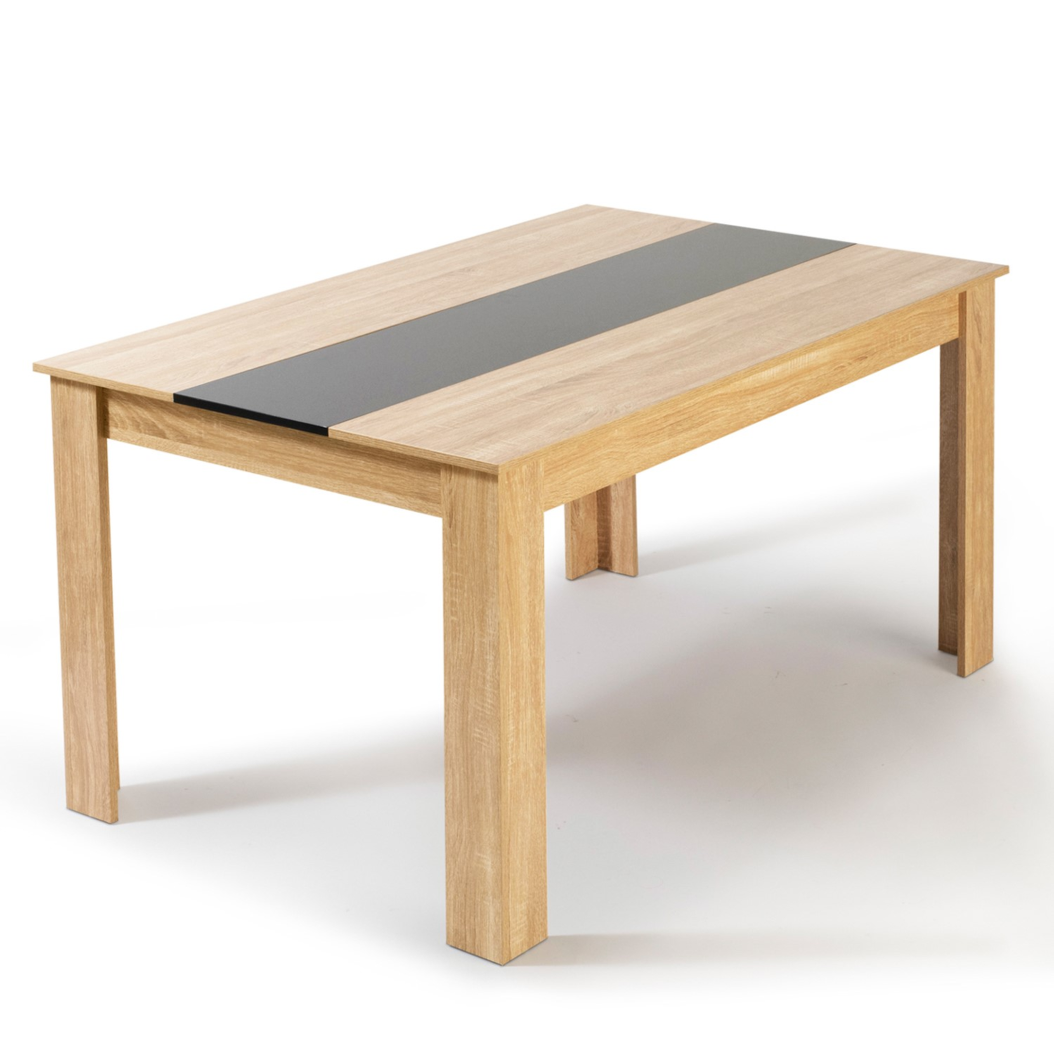 Voir la diapositive 3 : ID MARKET Ensemble table à manger georgia 140 cm imitation hêtre et noire et 6 chaises romane noires
