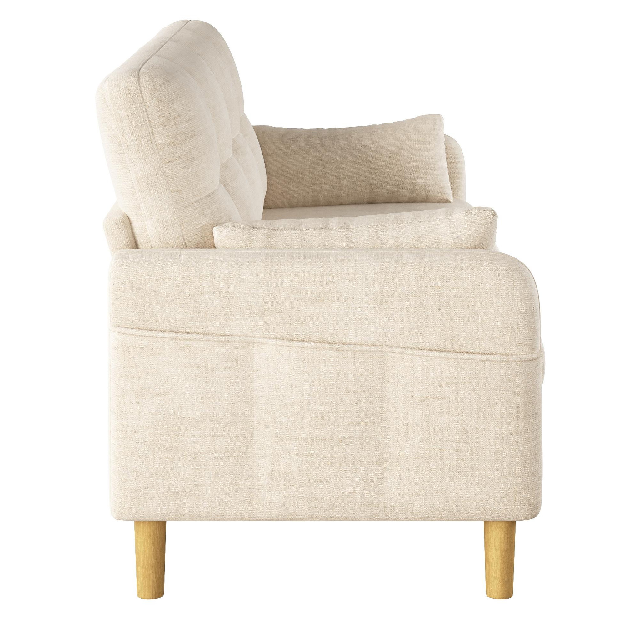Voir la diapositive 6 : MERAX Canapé 2 places compact avec 2 coussins rangement latéral tissu chenille